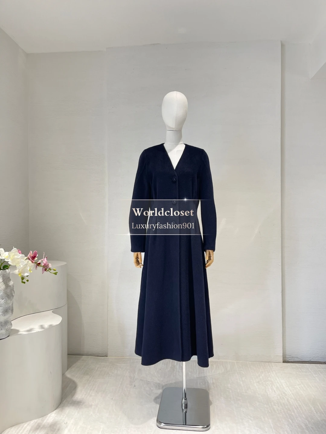 سترة معطف طويل من الصوف بأكمام طويلة وطية صدر السترة مزدوجة الوجه للسيدات لعام 2025 #5