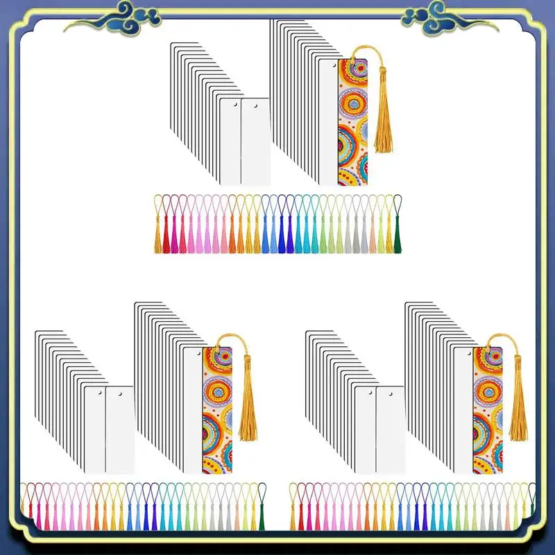 

Portable 90 Pcs Sublimation Blanks Bookmark, Sublimation Blanks With 90 Pcs Colorful Tassels For DIY Bookmarks Crafts Projects