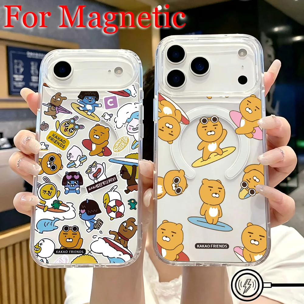 Cute Cartoon K-KAKAO F-FRIENDS Magnetic Phone Case for Samsung Galaxy S26 S25 S24 S23 S22 S21 S20 FE Edge Plus Ultra 5G Clear