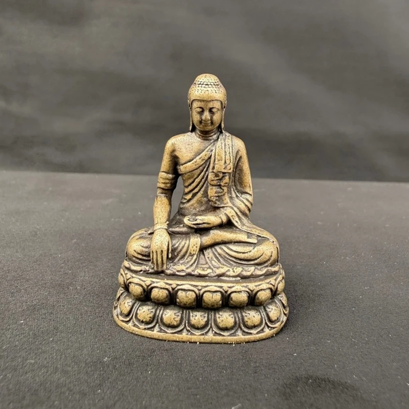 Brass Shakyamuni Figurine, Antique Mini Buddha Craft, Home Decorative Ornament