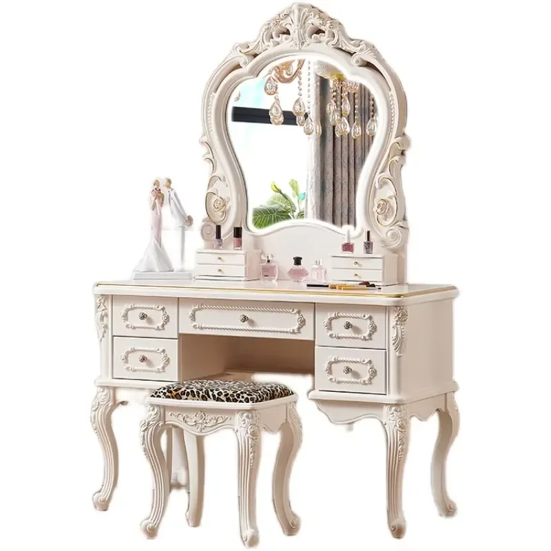 Classic European Heavy Duty Wood Cosmetic Mirror Modern Design Styling Vanity Table Mirror 2024 New