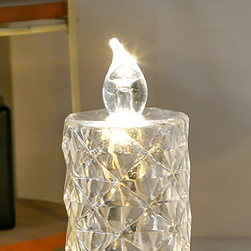 1PC Crystal Candles LED Light Transparent Flameless Battery Power Lantern Night Lamp Wedding Party Birthday Xmas Halloween Decor