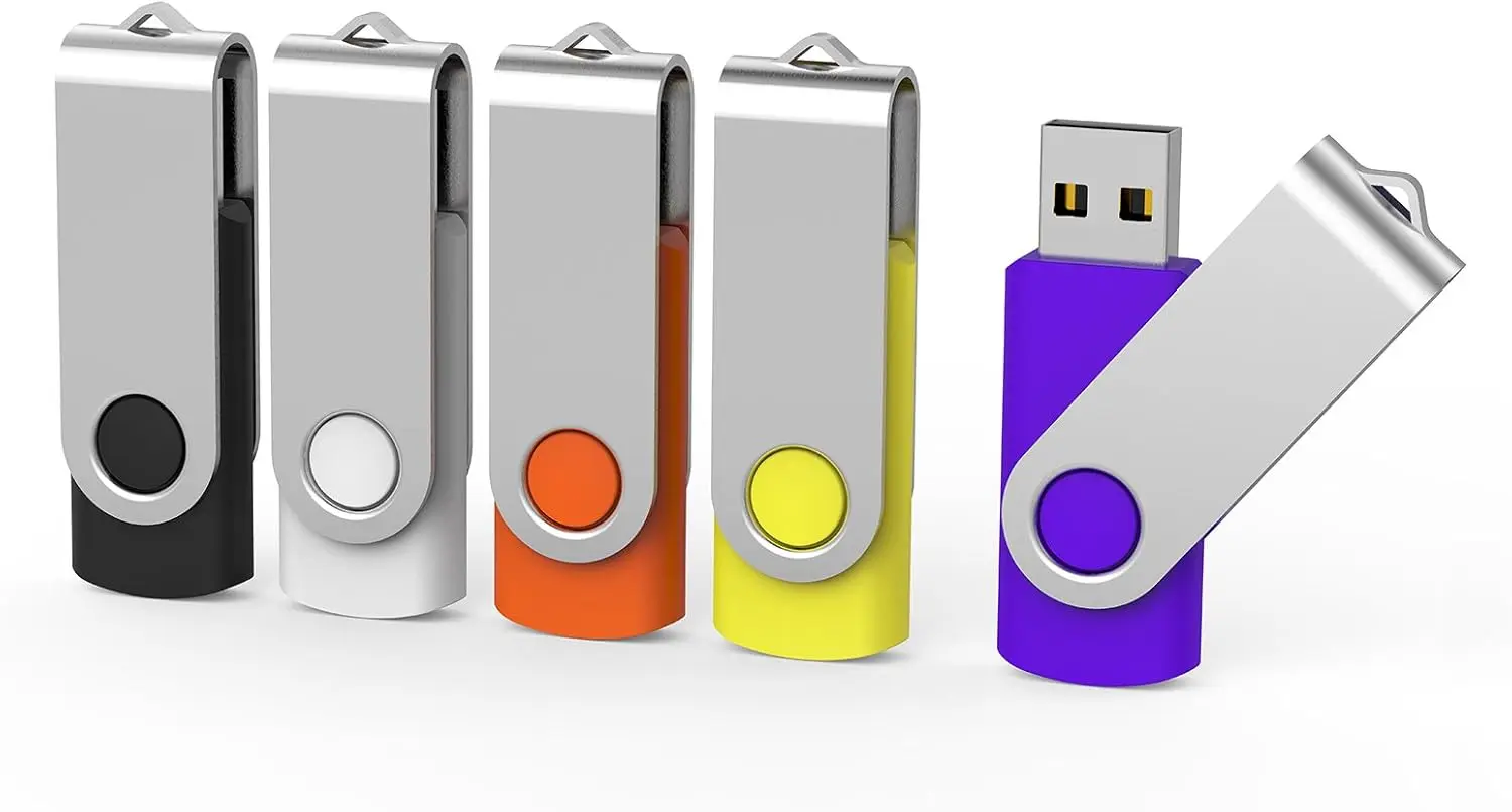 

5 Pack 64GB USB Flash Drive Thumb Drive Swivel USB 2.0 Pen Drive, 5 Mixed Colors