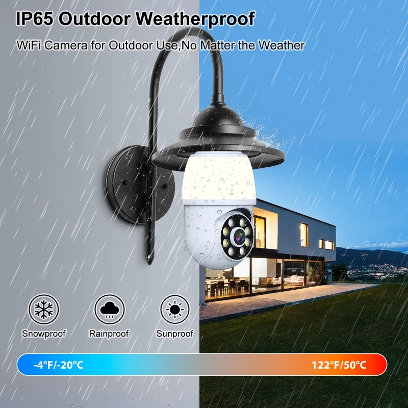 3MP 1296P iCsee APP  Full Color Wireless PTZ IP Dome Camera Wall Lamp Floodlight Wide Angle Home Security Intercom Baby Monitor