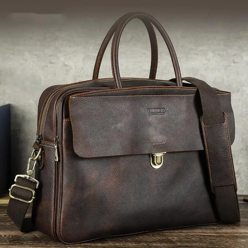 Horse Messenger Luxury Brand Man Bag Suitable For Leather Bags Laptop Bag Multifunctional Dual-use Crossbody Business Briefcase