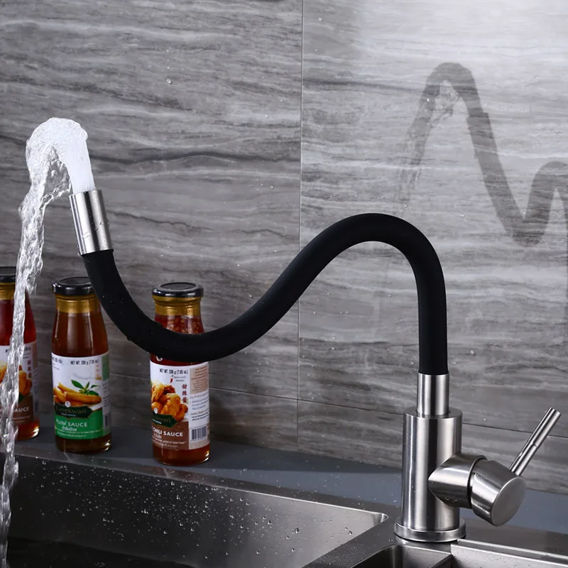 Faucet for Hot and Cold Water, Seven Color Universal Rotation and Bending, Kitchen Sink, Household Single Cold Faucet