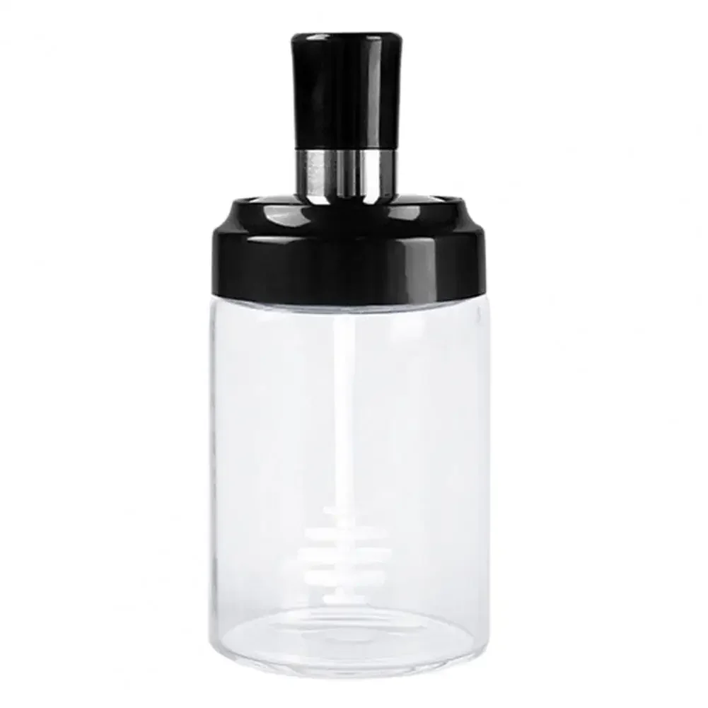 Salt Dispenser Leak-proof Glass Seasoning Bottles with Spoon Cover for Kitchen Storage Set