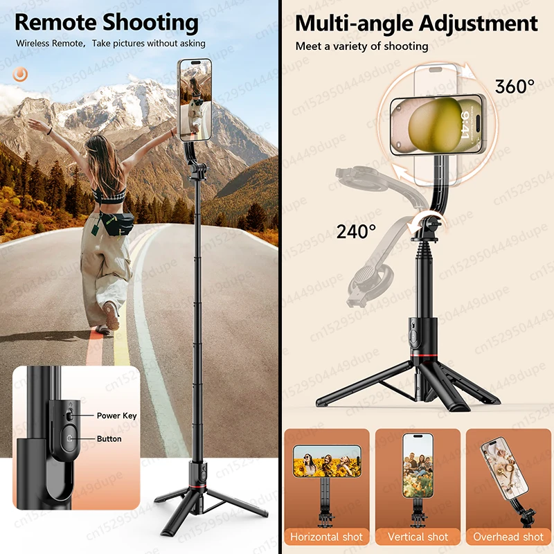 KEELEAD Magnetic Selfie Stick with Bluetooth Remote Magsafe Cellphone Tripod Stand for iPhone 14 13 12 Pro Max Vertical Shooting