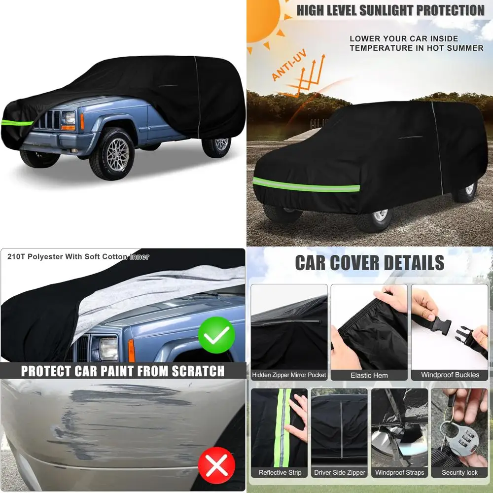 

All-Weather 210T Waterproof Car Cover for 1983-2001 Jeep Cherokee XJ with Inner Cotton Protection