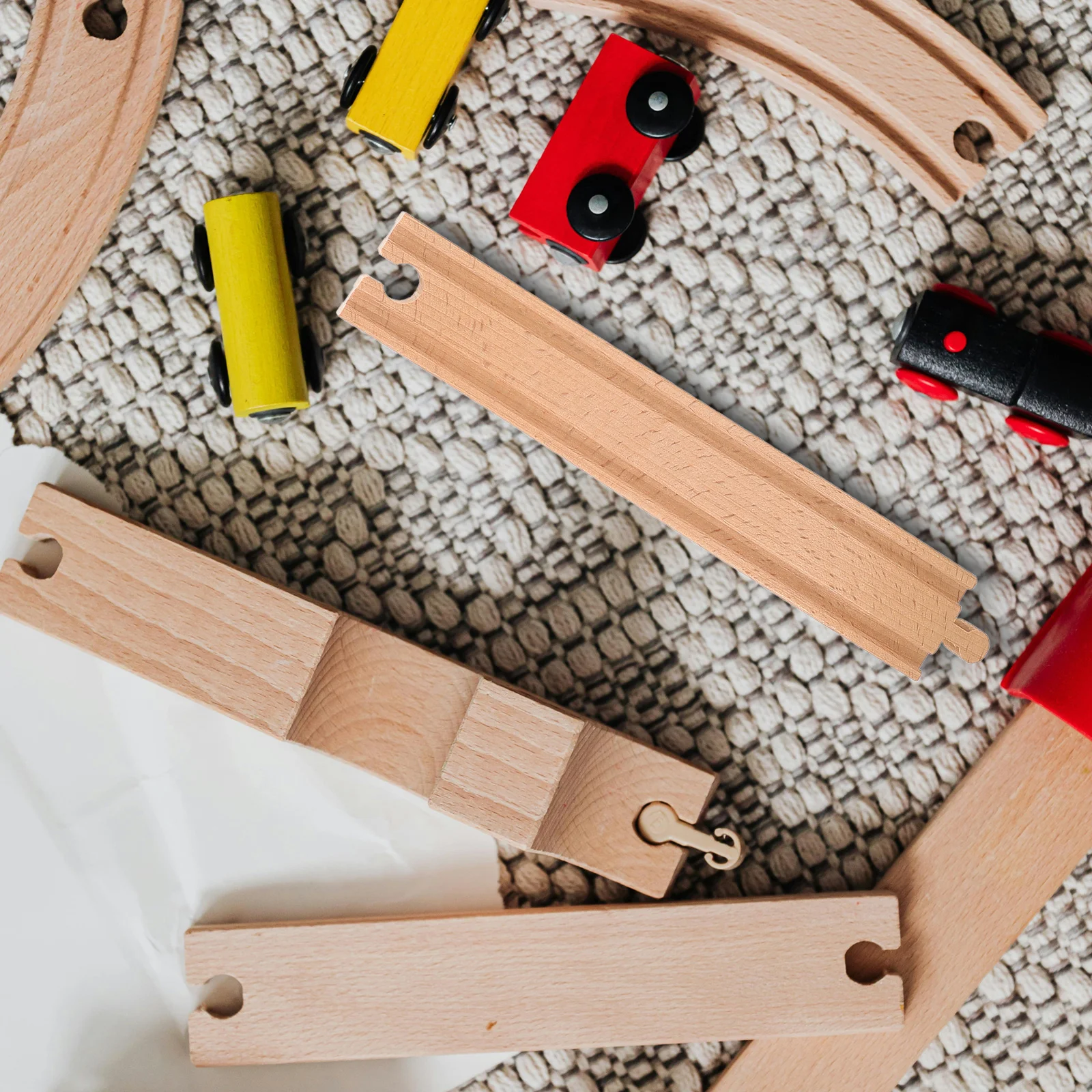 Juego de vías de tren de madera para niños, accesorios de vía de tren de madera, juguetes, vías de tren de madera, ferrocarriles, 2 uds.