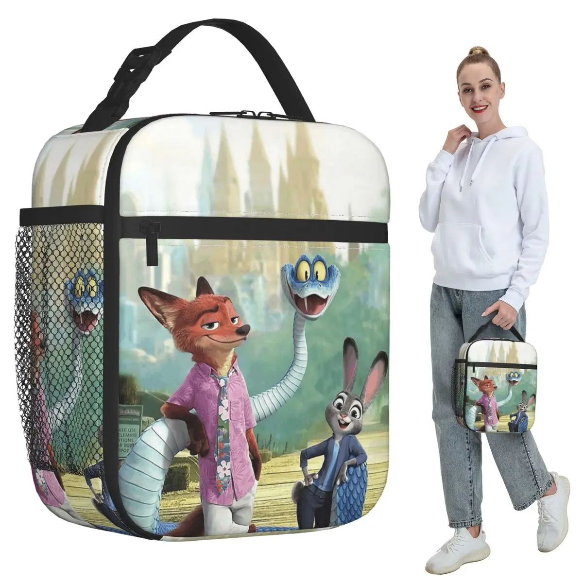 

Изолированная сумка для обеда с героями мультфильмов Zootopia 2, школьный холодильник, термосумка для еды, герметичные коробки для завтрака, контейнер