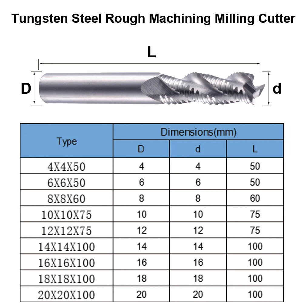 MZG Cutting Rough End Milling 4 Flute 4mm 5mm 6mm 8mm 12mm  Carbide Tool Tungsten Steel Aluminum Brass Stainless Steel  Cutter