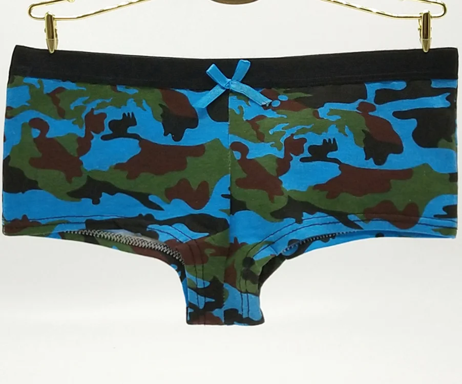 4PCS Boyshorts Female Military Boxers Shorts Summer Underpants Camouflage Panties Women\'s Colorful Print Casual Shorts