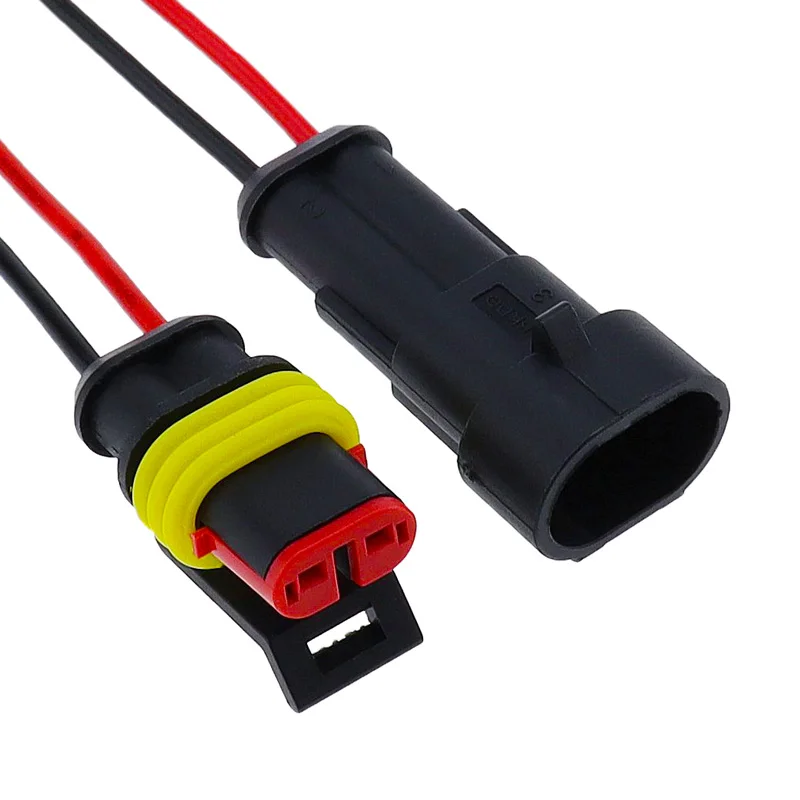 1 Pair 2 Pin Waterproof Electrical Connector 15cm 18AWG Wire Automotive Sealed Plug Socket for Car Truck Motorcycle Marine