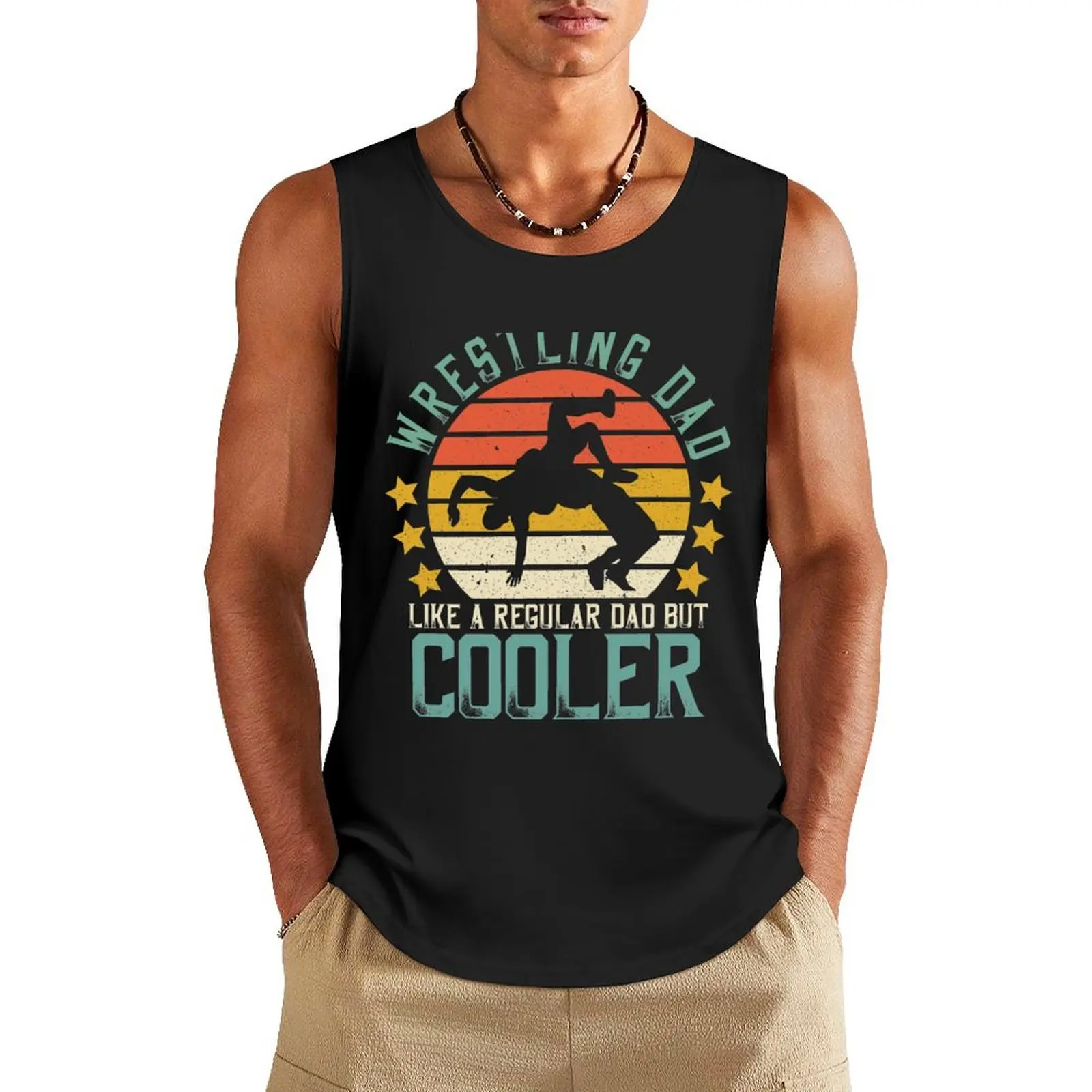 

Retro Father's Day Wrestling Dad Like A Regular Dad But Cooler Tank Top quick-drying t-shirt gym top Men's sports t-shirt