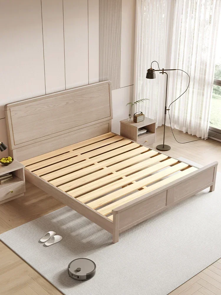 Ash solid wood bed, modern minimalist, master bedroom, marriage  1.8m double Nordic storage  1.5m