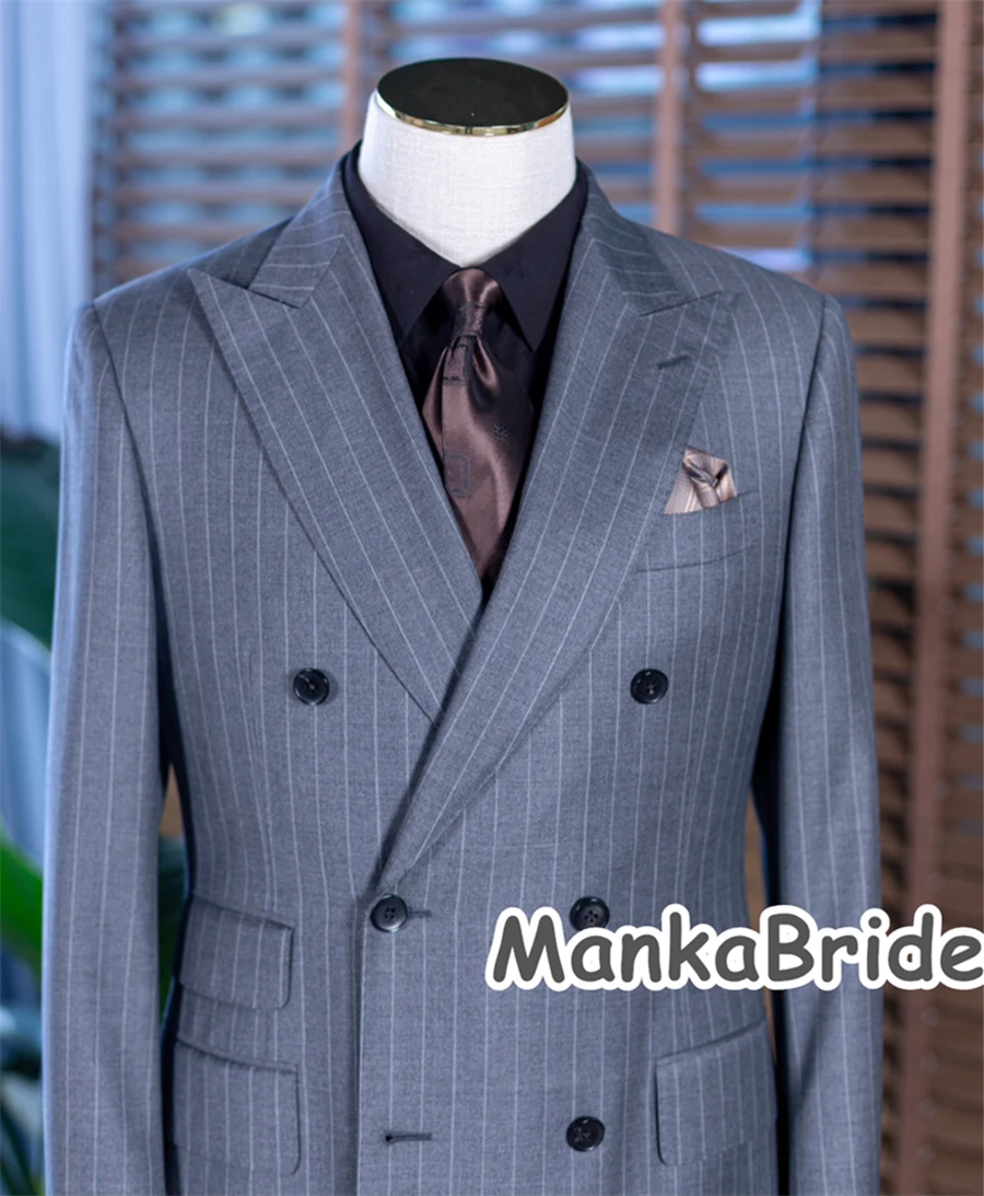 Grijze gestreepte dubbelknoops - Formal Wear For Men In Wedding recensie en prijs