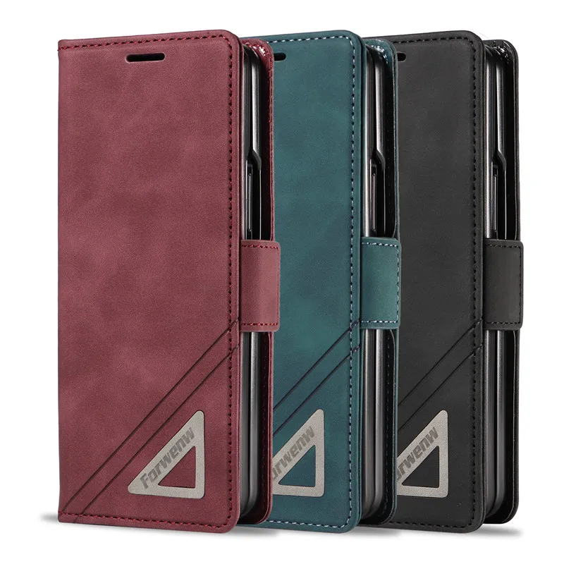 EUCAGR Flip Leather Wallet Phone Case For Samsung Galaxy Z Fold 7 6 5 4 3  ZFold6 Shockproof Soft Cover For Galaxy Z Fold7 6 5 4