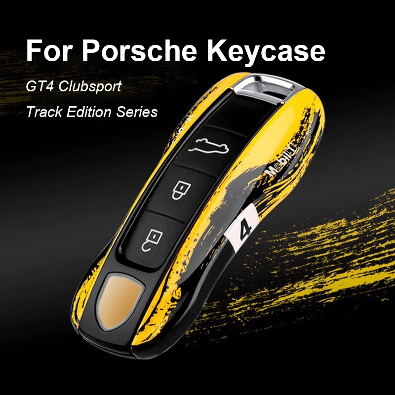 

For Porsche Panamera Cayenne Macan 718 Cayman Boxster 911 Taycan 10-25 Car GT4 Clubsport Key Case Protective Shell Fob Cover