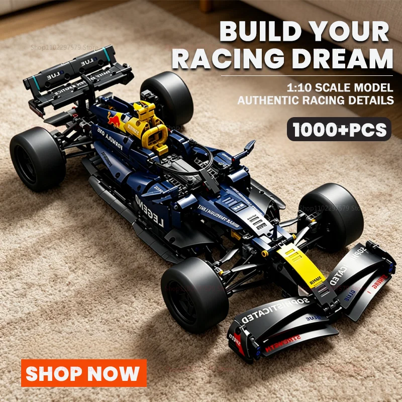 Novedad: set de más de 1000 piezas de bloques de construcción de coches de carreras para adultos y niños. Kit de modelismo DIY STEM. Juguete creativo tipo rompecabezas. Regalo ideal para los amantes de los coches.
