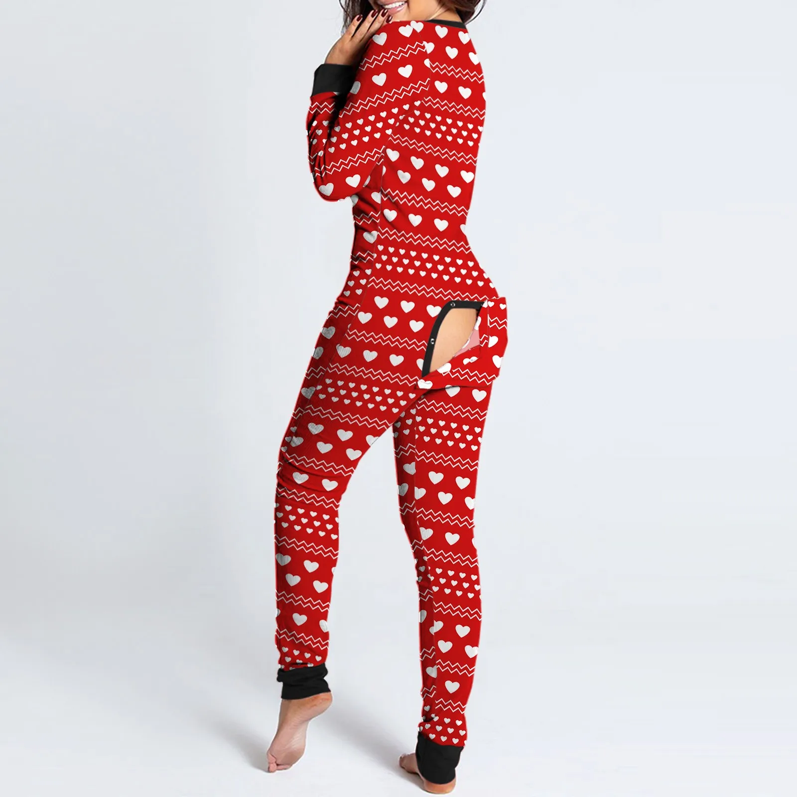 2024 Women Christmas Onesies Open Butt Flap For Adults Sexy Sleepwear Romper Pajamas Jumpsuit Xmas Sexy Cute Pyjama Long Nightie