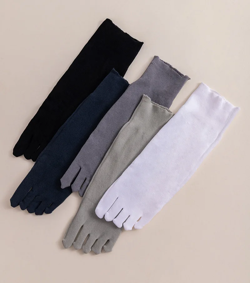 5 Finger Silk Socks Man Summer Thin Sheer Socks Solid Black White Hollow Mesh Velvet Wide Mouth Loose Casual Socks with Toes