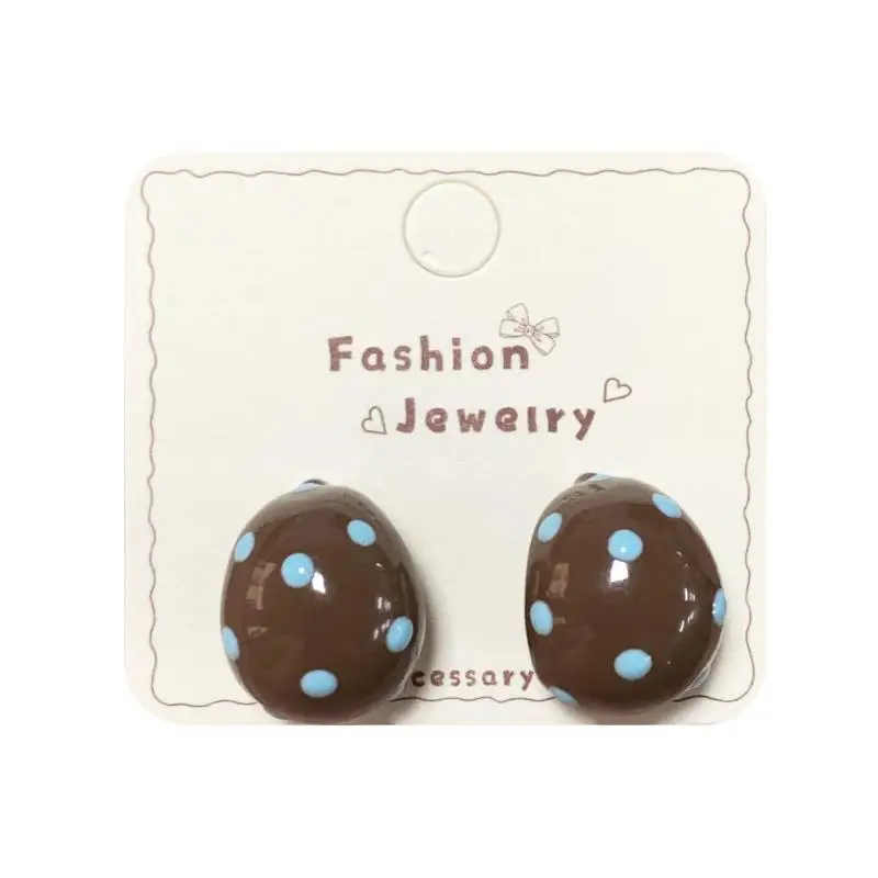 Semicircle Stud Earrings Classic Vintage Coffee Beige Lightweight Comfortable Jewelry for Women Everyday All-Match Wear