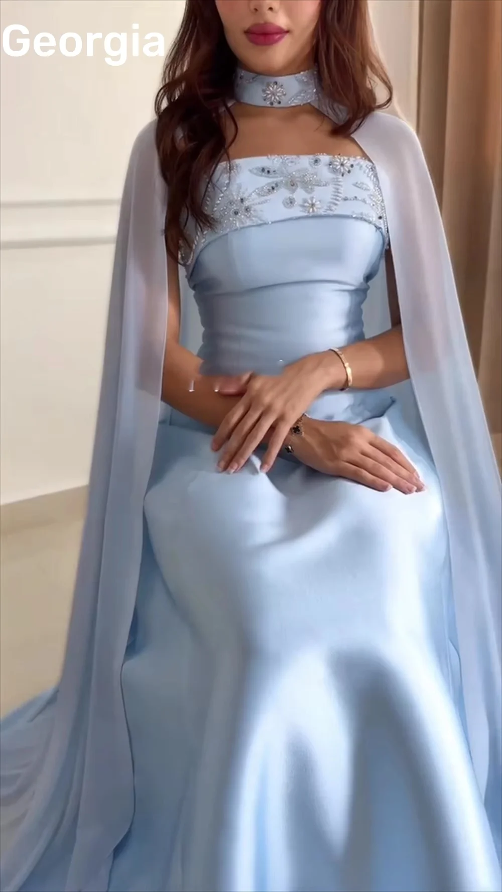 공식 행사 드레스 맞춤형 컬럼 스트랩리스 바닥 길이 럭셔리 이브닝 드레스 지퍼업 캡 스트랩 베스티도스 데 피에스타 R