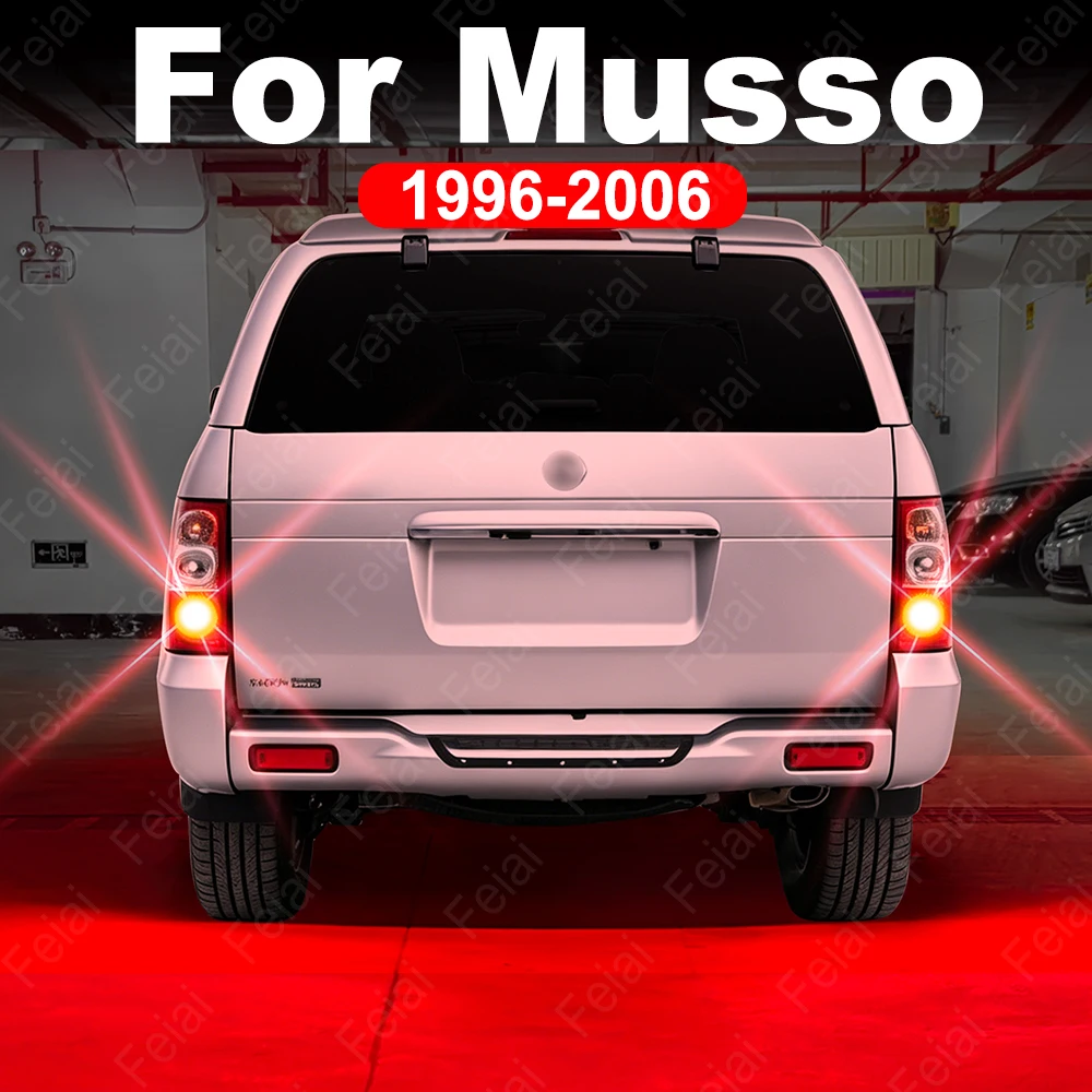 Luz de freno trasera LED para coche SsangYong Musso FJ 1996-2001 2002 2003 2004 2005 2006, luces de freno estroboscópicas LED rojas automáticas, bombilla de freno