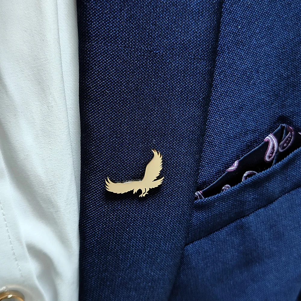 Vintage Steel Eagle Brooch Men's Suit Shirt Lapel Pin Animal Corsage Scarf Buckle Badge Jewelry Gifts for Women Accessories