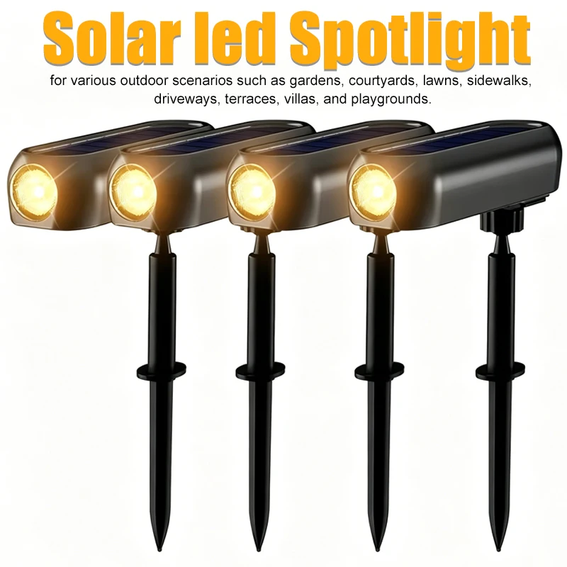 2-in-1 Solar Spotlight & Wall Lamp IP55 Waterproof Green/Warm LED for Garden Yard, Pathway Decoratiive Ambience Tree Uplighting