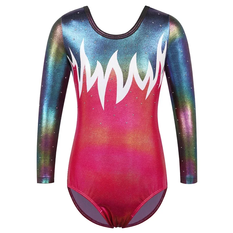 BAOHULU Original Long Sleeve Ballet Leotard Toddler Girls Cartoon Pattern Gymnastics Leotard Fitness Ballet Dance Costumes