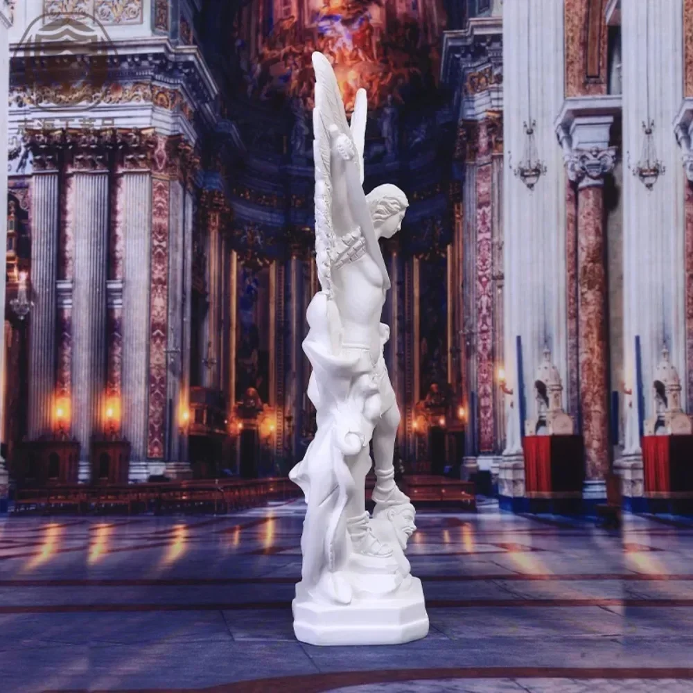 White Saint Michael's Angel Statue,Pure White Guarding Justice,Home Blessing Decoration,Guardian of Eden Resin Crafts Gift