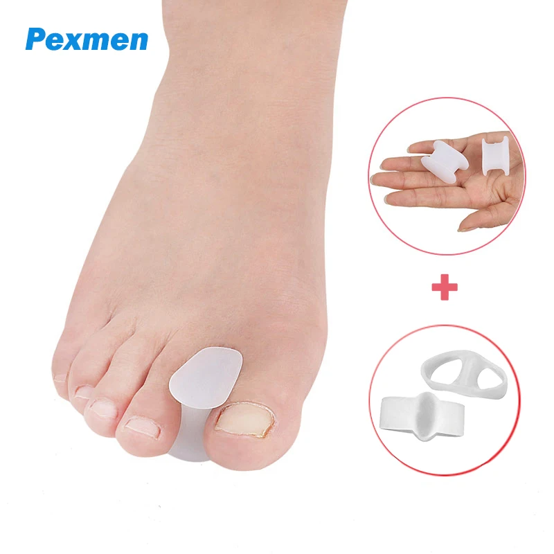 Pexmen 4Pcs Gel Toe Separator Hallux Valgus Bunion Corrector Straightener Soft Silicone Toe Protector Spacer Foot Care Tool