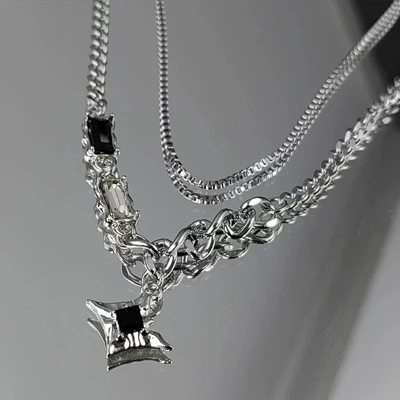 الفولاذ المقاوم للصدأ نجمة قلادة الهيب هوب نمط الطبقات طوق للجنسين عيد ميلاد هدية عيد الحب #4