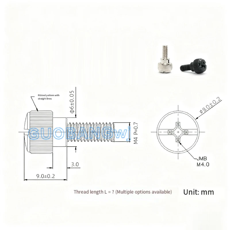 Knurled Thumb Screws M3 M4 6/8/10/12/16mm Tool-Free Black Manual Step Fastening Micro Adjustment