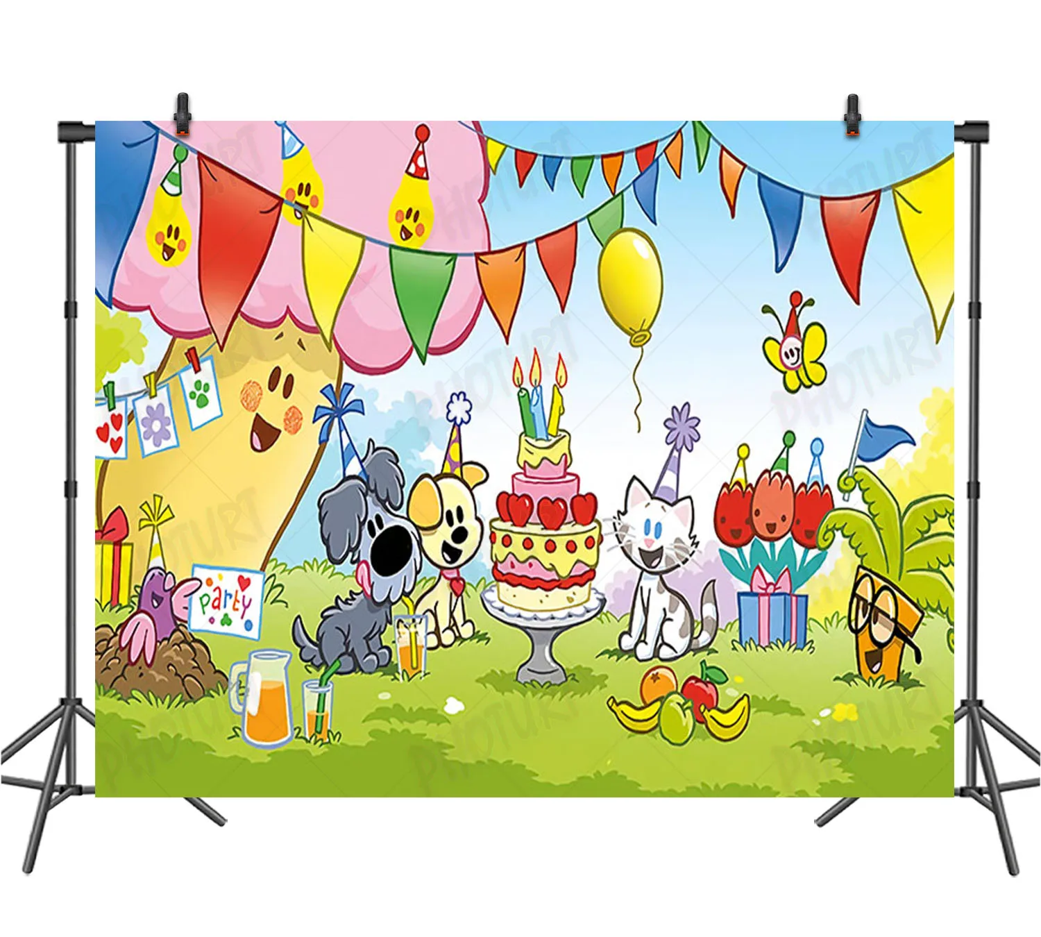 Disney Woezel En Pip Backdrop Baby Shower 1st Birthday Party Background Cartoon Dog Friends Vinyl Photography Studios Props