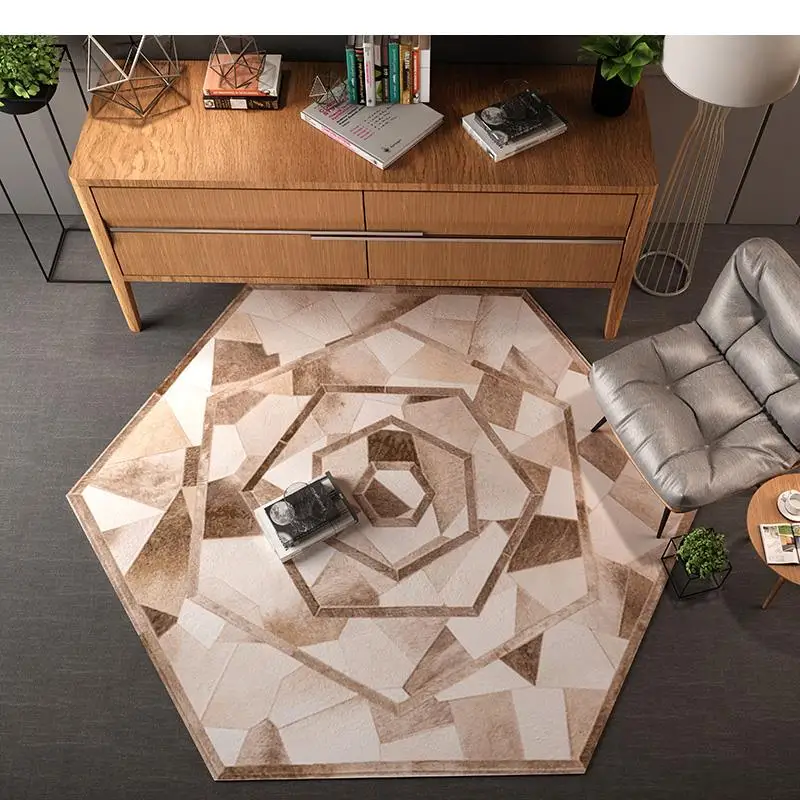 

Polygonal carpet rugs Light color modern home living room coffee table bedroom bedside rug Basket computer chair round pad mat