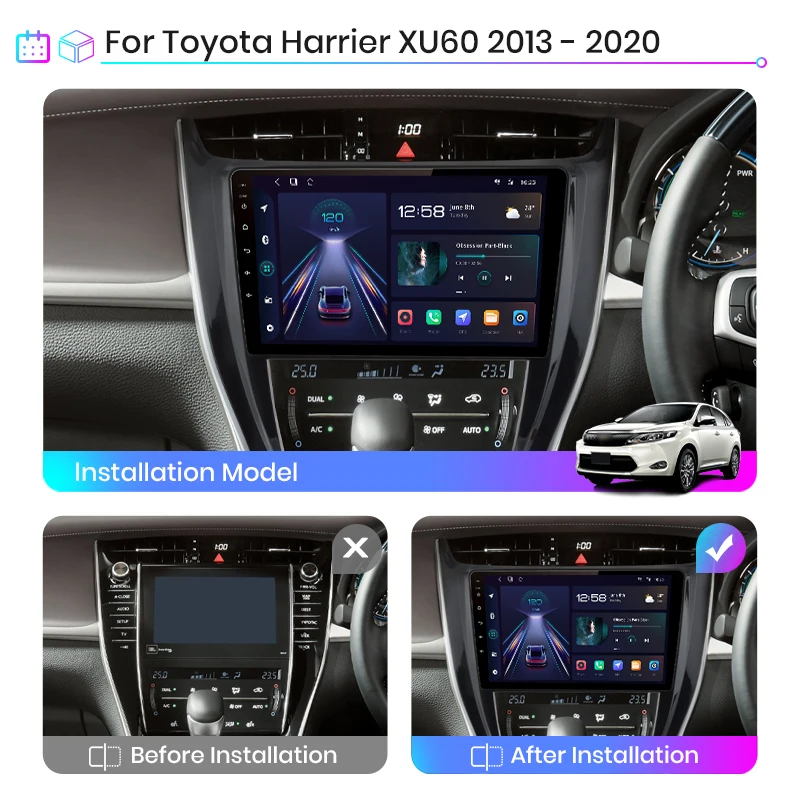 Junsun V1 AI Voice Wireless CarPlay Android Auto Radio for Toyota Harrier XU60 2013-2020 4G Car Multimedia GPS 2din autoradio