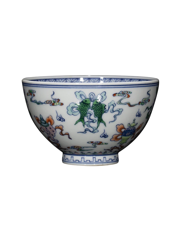 Zhongjia Jingdezhen Blue And White Colorful Firewood Kiln Eight Treasure Ceramic Personal Special Tea Cup Kung Fu