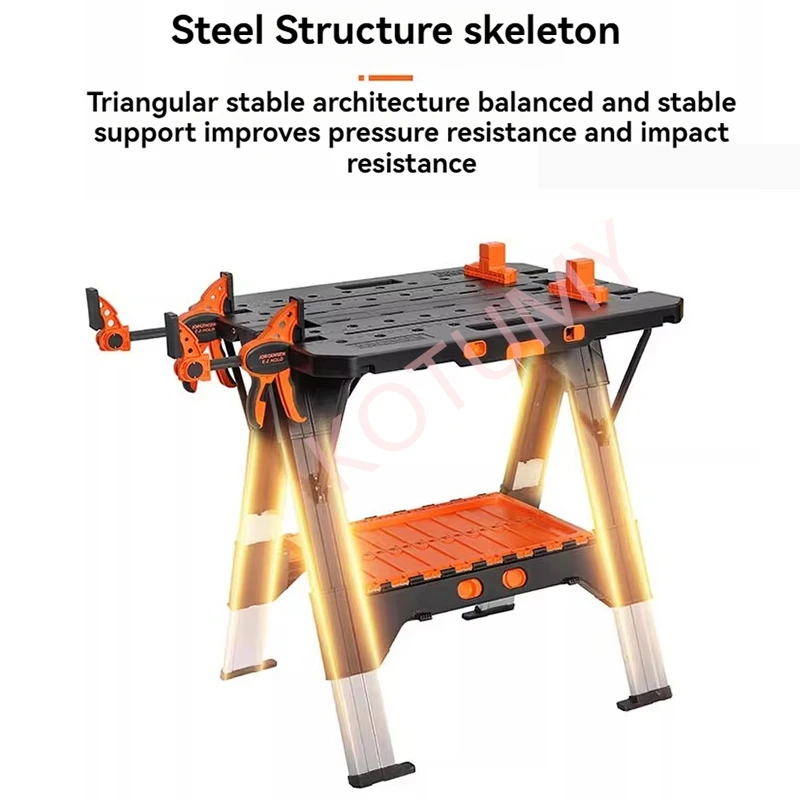 2-in-1 as Sawhorse & Workbench, Portable Folding Work Table, Multifunctional woodworking workbench