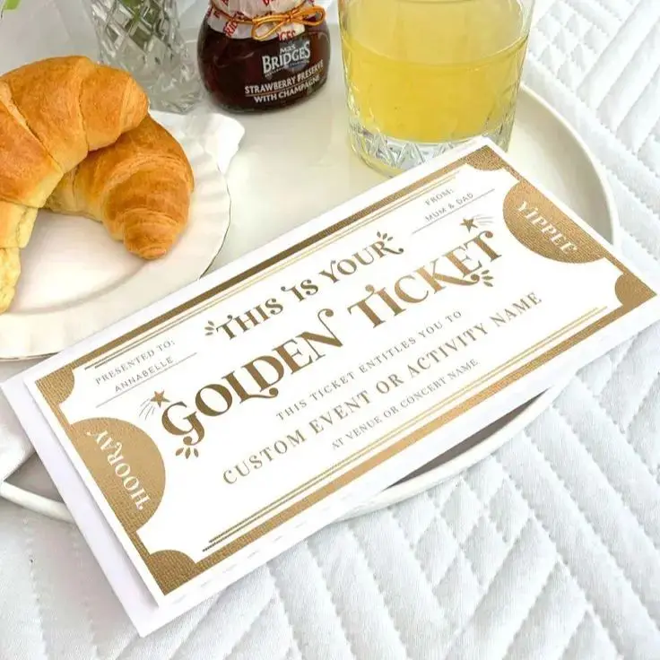 Custom Golden Ticket Custom Gift Voucher Printable Birthday Gift Certificate Unisex Birthday Printable Present Coupon card