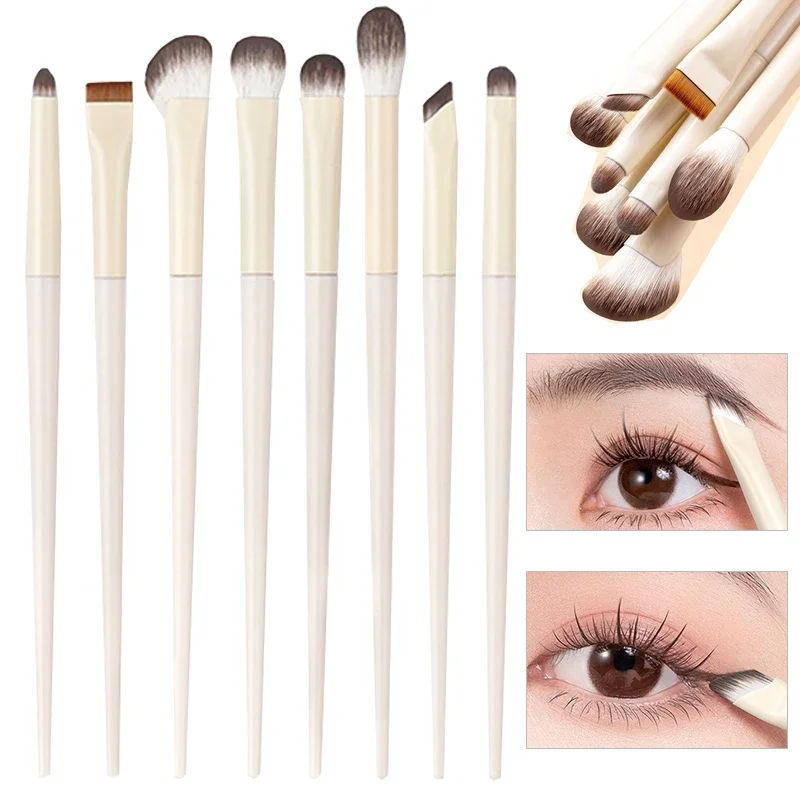5/6/8/10pcs White Eye Makeup Brushes Set Professional Contouring Eyeshadow Eyeliner Brush Blending Facial Beauty Cosmetic Tool