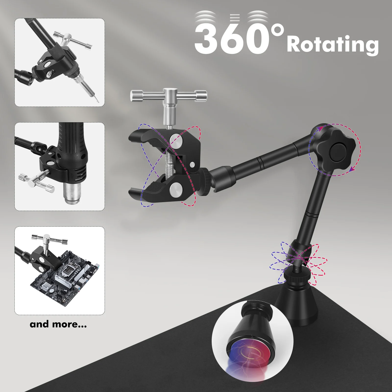 NEWACALOX Strong Magnetic Base PCB Holder Third Hand Tool Welding Repair Tool Soldering Stand Heat Gun Bracket Helping Hands