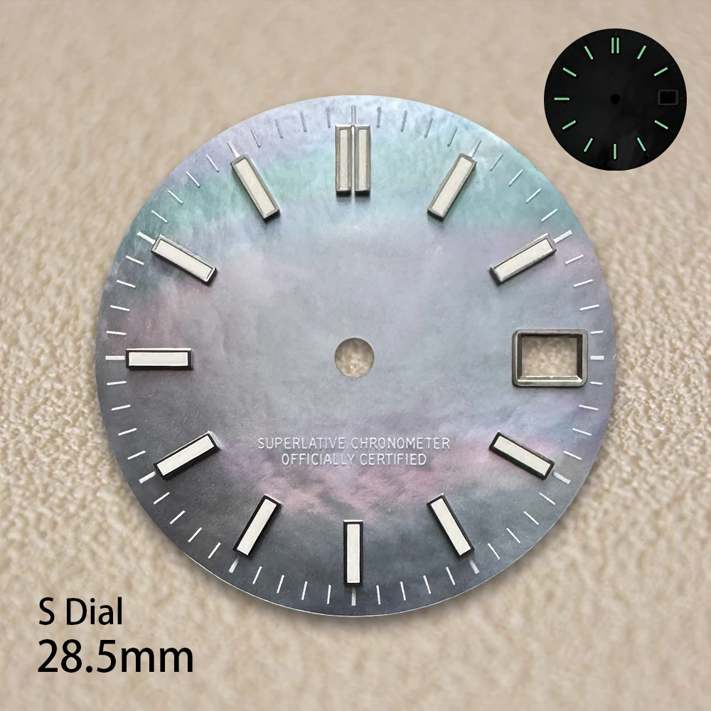 28.5 مللي متر S شعار شل الطلب صالح NH35/NH36/4R/7S الحركة اليابانية عالية الجودة ساعة مزدوجة تعديل الملحقات