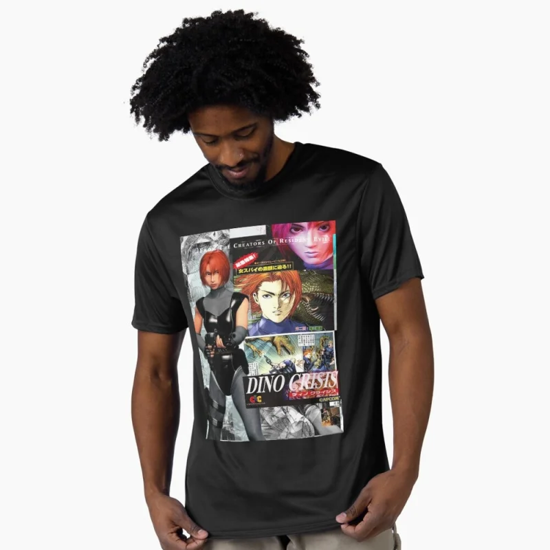 

0406 Dino Crisis Survival horror Gift T-Shirt for gamer 100% cotton printed short sleeve Graphic Tee Y2K clothes All size tops