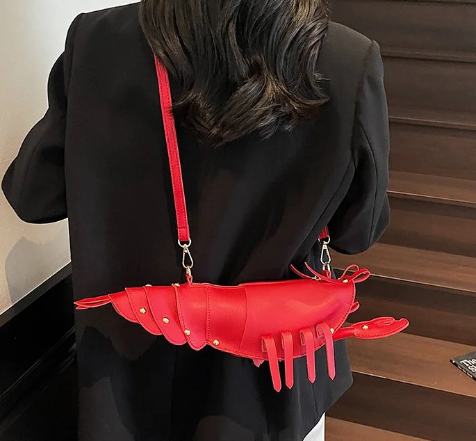 

Lobster Shape Niche 2025 High Quality Ladies Bags Solid Color Rivet Fashion Shoulder Bags PU Zipper Commuting Crossbody Bags