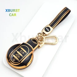 Gold Edge TPU Car Key Fob Cover for BMW MINI COOPER S ONE JCW F54 F55 F56 F57 F60 CLUBMAN COUNTRYMAN Shell Fob Holder Keyless