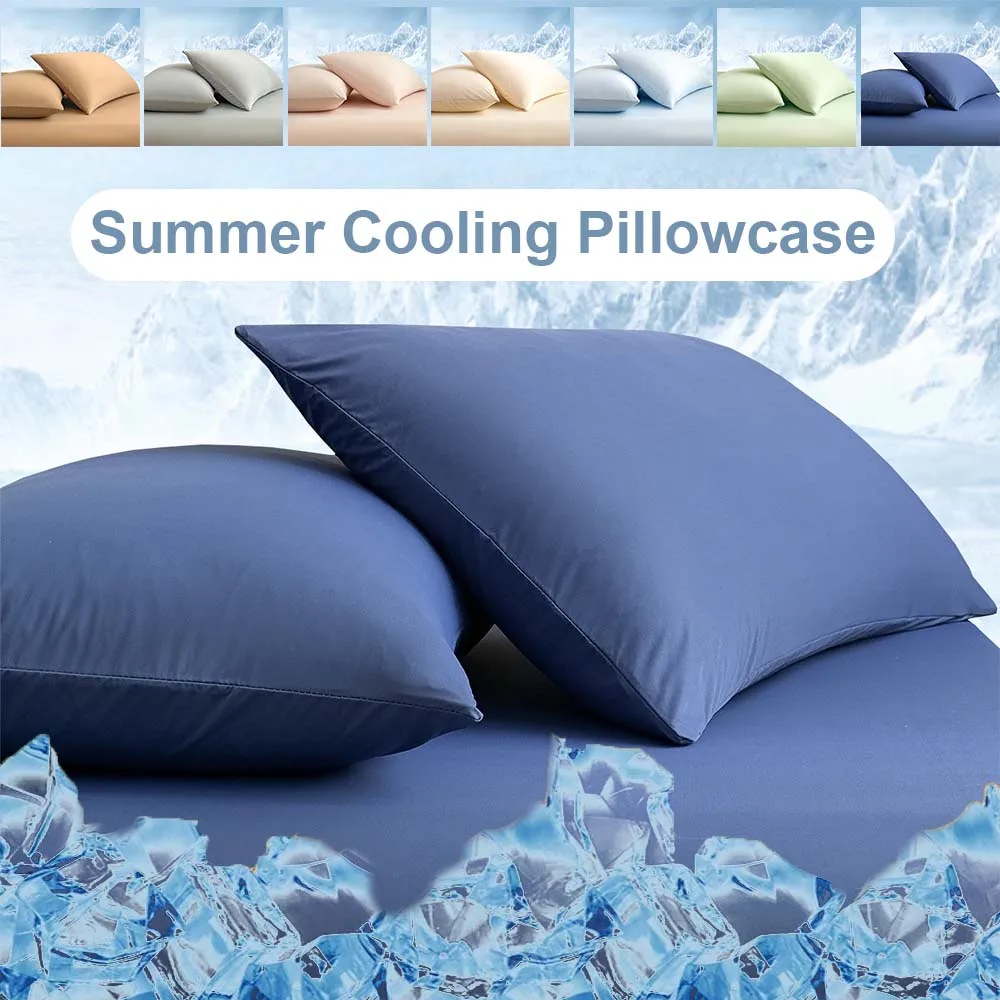 1/2pcs Set High Quality Ice Silk Pillowcase Skin Friendly Breathable Combed Cooling 48x74cm Sleeping Pillow Case for Home Hotel