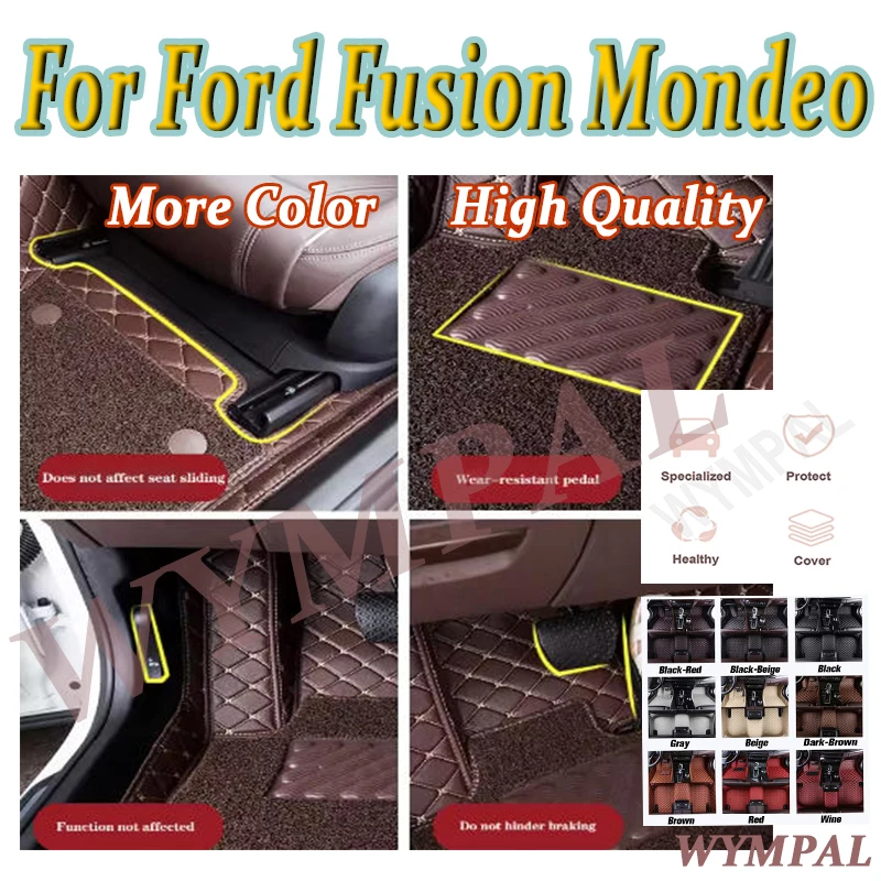 

Luxury Automotive Car Floor Mats For Ford Fusion Mondeo 2017 2018 2019 2020 Auto Custom Leather Men Women Car Mats Full